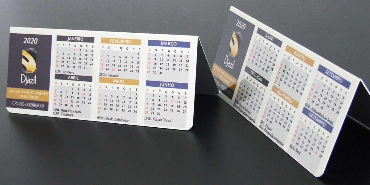 Calendário personalizado para brindes