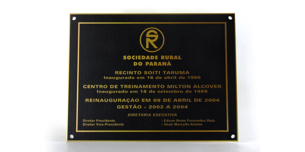 PLACA COMEMORATIVA EM ALUMÍNIO