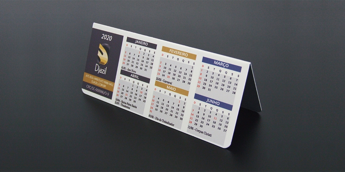 Calendário personalizado para brindes